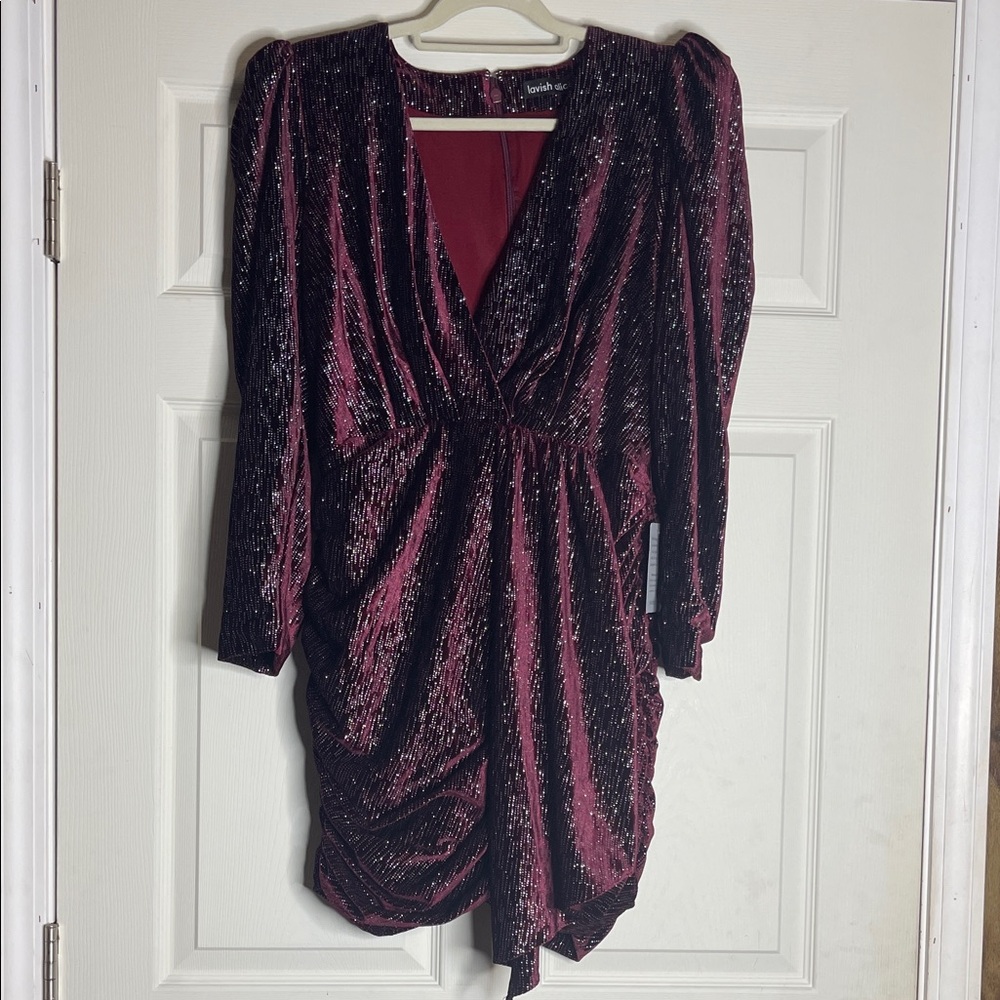Lavish Alice Burgundy Long Sleeve Dress